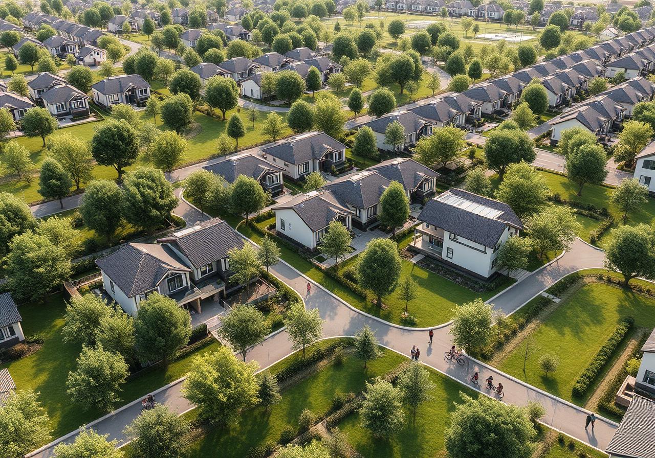 Model Satellite Town residential area — modern housing project in planned community